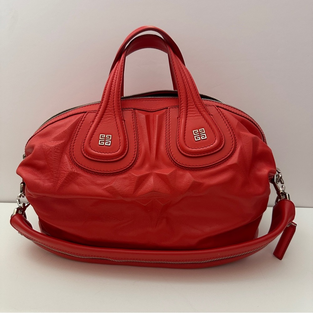 Givenchy Nightingale Red Satchel with Double Handles and Detachable Strap